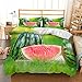 Produktbild JRfurniture Bettbezug Sets - Bettwäsche Einzelbett 160X205Cm Mit 2 Kissenbezug 100% Weiche Microfaser Bettbezug Mit Reißverschluss Bettwäschegarnitur Bettwäsche-Set, Wassermelone
