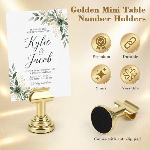 Image of Climberty Table Card Holder 4pcs with Rose Gold Finish, Compatible with Elegant Place Card, Name tag and Photo Display Stand for banquets Events and Dining Table Decoration setups use