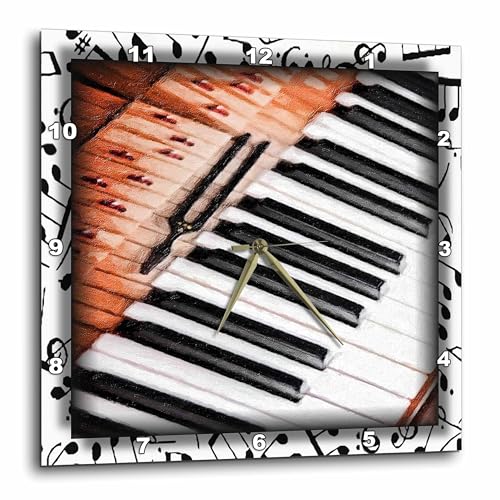 3dRose Wall Clock Silent - 10 inch - Insides of Piano - Designs Music Themes