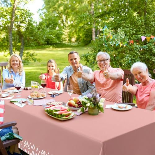 Image of Oudain 4 Pack Cielito Lindo Party Decoration Mexican Tablecloth Disposable Plastic Terracotta Mexican Cielito Lindo Baby Shower Table Decor Wedding Birthday Party Decorations(Floral,Pink)