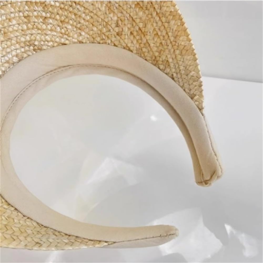 Visera de Paja para Mujer Sombrero De Sol For Mujer, Copa Hueca, Paja For Sombrilla para Sombreado al Aire Libre