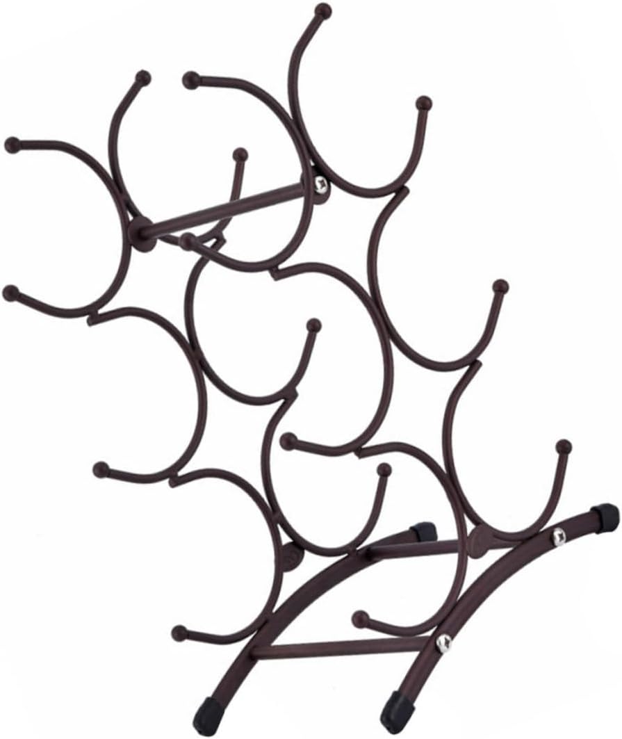 Decorative Iron Wine Rack Space-Saving Holder for Kitchen and Dining Room Stylish Tabletop Display Stand for Home Bar Restaurant and Hotel Decor