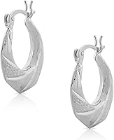 Vista 1 de Pendientes de aro ovalados de plata de ley 925, 0.70", Plata de ley