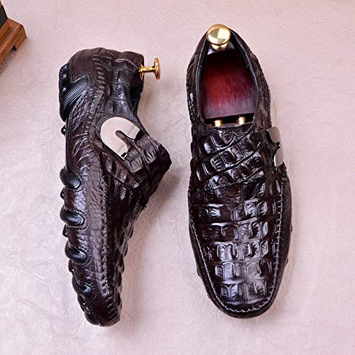 Rui Landed Low Top Octopus Sole Premium Genuine Leather Loafer Shoes for Men Boat Moccasins Slip On Style Hook&Loop Strap Round Toe (Color : Coffee, Size : 12 M US)2