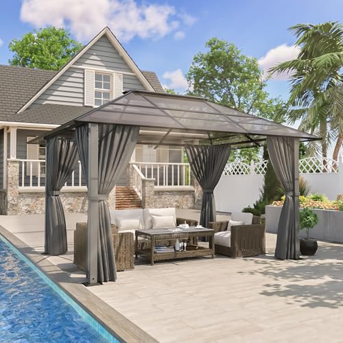 TRIUMPHKEY Pavillon 3x4 Wasserdicht Stabil Winterfest,Aluminium Gartenpavillon,Pavillon mit Festem Dach Protection UV,Geeignet für Außenszenen,Grau