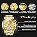OLEVS Gold Automatic Watches for Men Waterproof Luxury Dress Self Winding Mechanical Skeleton Tourbillon Moon Phase Stainless Steel Luminous Diamond Men's Wrist Watches Gift