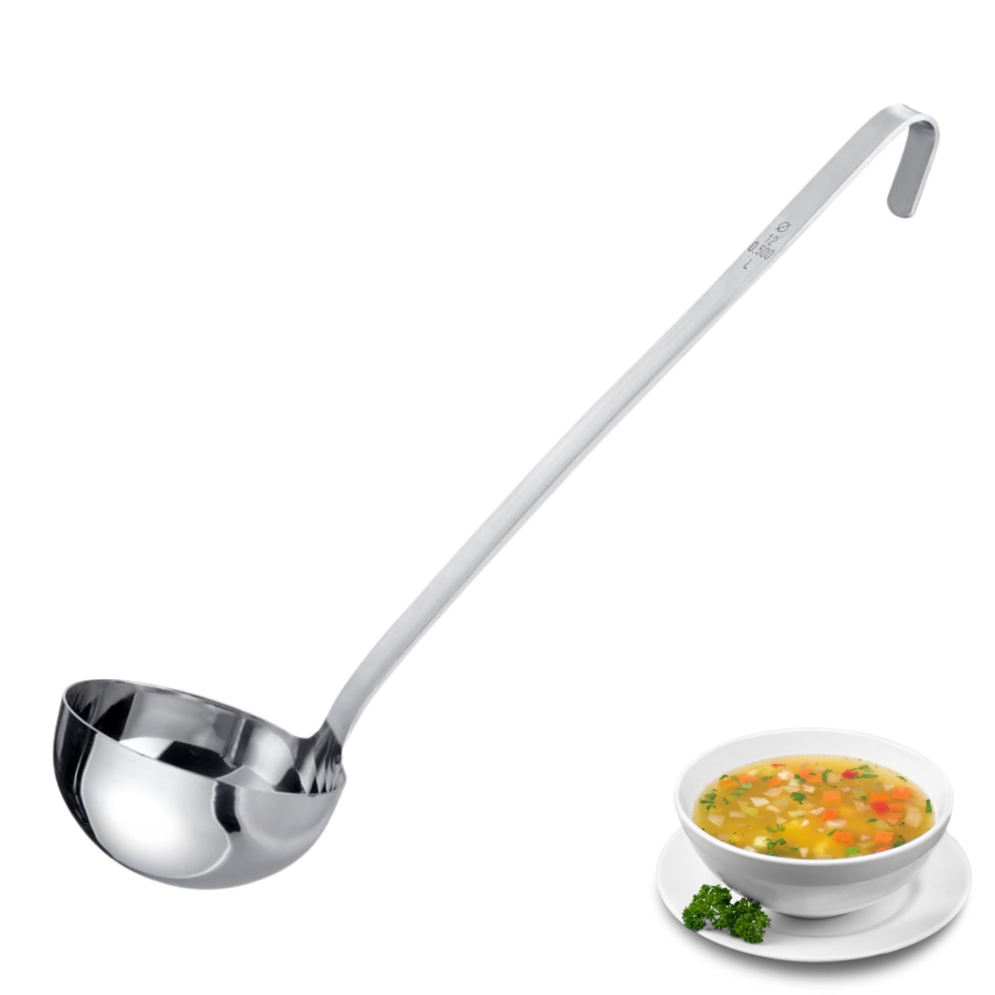 Westmark Ladle Pro - Small Stainless Steel Soup ladle for The Professional Kitchen - Ladle for sauces, dressings etc. - Silver, Ø 12 cm, 500 ml