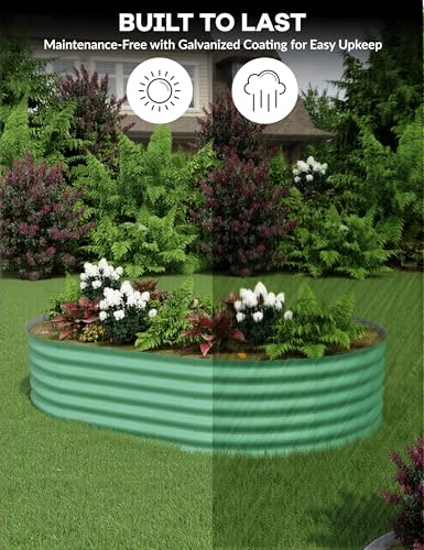 8x4x1.5ft Galvanized Raised Garden Bed - 18“ Tall Metal Planter Box for Vegetables, Flowers, Herbs, Rust-Resistant Outdoor Garden Box, Easy Assembly Raised Beds for Gardening, Green