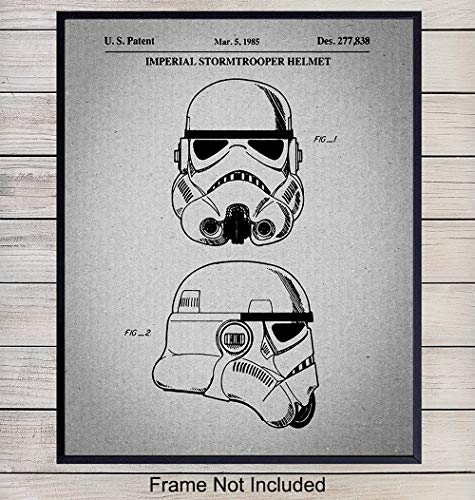Stormtrooper Star Wars Patent Print Home Decor - 8x10 Vintage Wall Decoration for Living, Family or Game Room, Boys or Kids, Teens Bedroom, Apartment - Gift for Men, Man, Husband, Him, Starwars Fans
