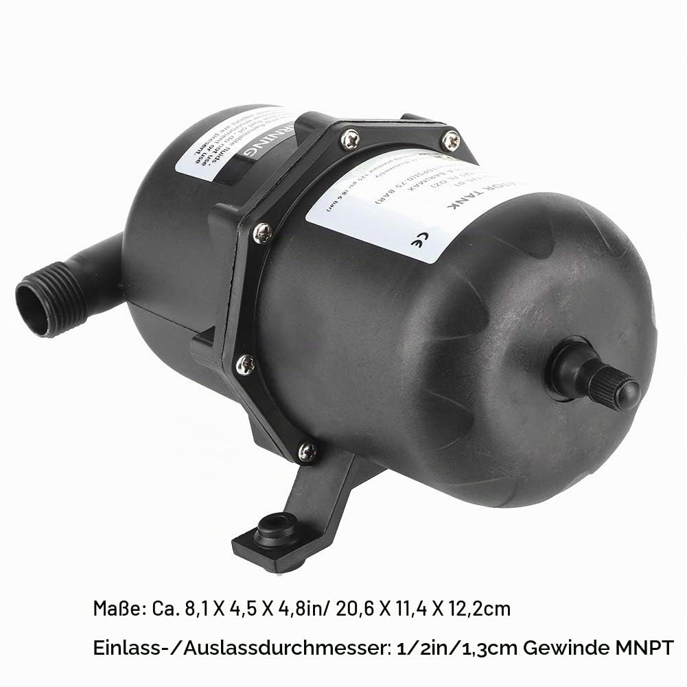 Druckspeicher Wasser Wohnmobil,Mini-Druckbehälter,Speicherdrucktank Wasserpumpen-Durchflussregelung 0,75 L 125 Psi Wasserdicht Für Marine-Wohnmobilboote