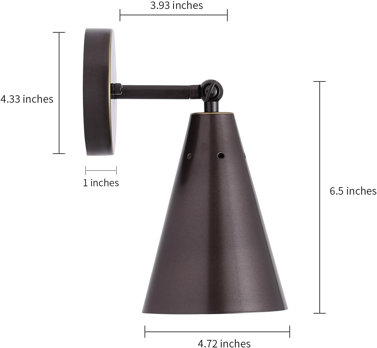 Oil Rubbed Bronze Farmhouse Wall Sconces Set of Two, Rustic Adjustable Interior Sconce Light Fixture Hardwired with Metal Shade,Indoor Industrial Lamp for Hallway,Bedroom,Living Room