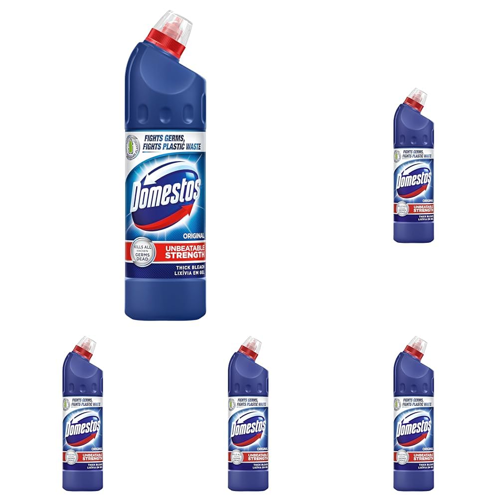 Domestos Original Thick Bleach eliminates 99.9% of bacteria and viruses disinfectant to protect against germs 750 ml (Pack of 5)