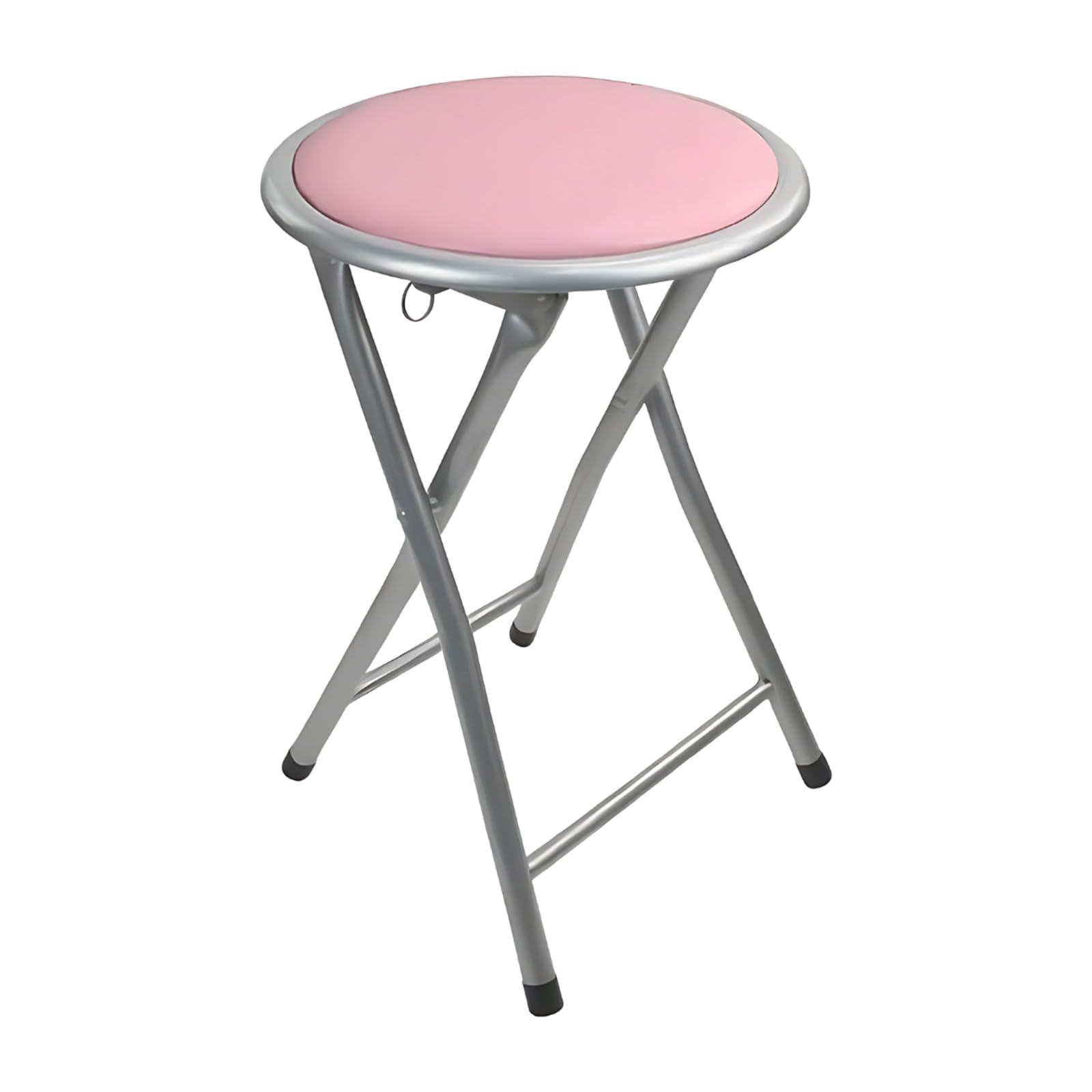 Round Compact Folding Stool for Home Office Small Junior 45cm Breakfast Children Kids stool School Library office Use Lightweight Foldable Stool Free Standing (Pink)
