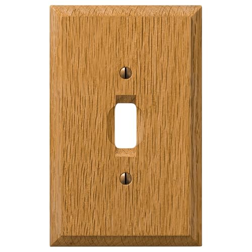 Image of Amerelle 4025T Carson Wallplate, 1 Toggle, Wood, Light Oak, 1-Pack