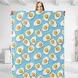 Fried Egg Theme Throw Blanket - Soft Plush, Lightweight, Warm, Fuzzy Flannel Blanket for Couch, Bedroom, Travel, Bed, Outdoor - Comfy 50in×60in