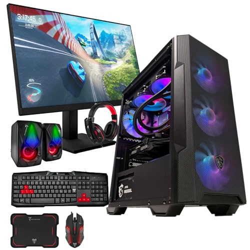 Migliori PC fissi per produzione musicale KIT PC Gaming Fisso Dekstop Bundle + Monitor 27' + Accessori - Ryzen 5 4500, RTX 3060 12GB, SSD 1TB, 32GB RAM, Dissipatore a Liquido, 6 Ventole