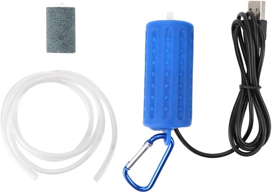 Aquarium Fish Tank Oxygen Air Pump Portable Aquatic Terrarium Filter Mute Energy Saving Supplies Mini USB Fish Tank Accessories(Dark Blue)