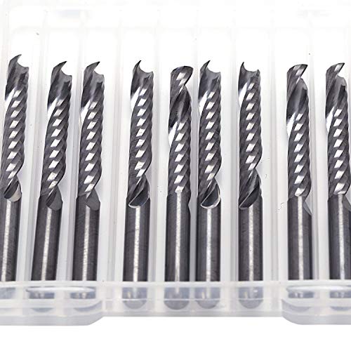 TOBEOME 10 Stücke Cnc Fräser 3,175X22 Mm Einzelne Flöte Spiral Carbid Cnc Fräser Fräser
