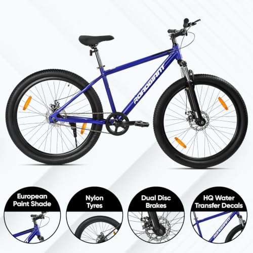 Image of ROADGIANT Filipino 24T MTB Aluminum Alloy Frame Bicycle with Dual Disc Brakes Single Speed Front Suspension Unisex for All-Terrain Riding (Navy Blue)