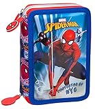 SPIDERMAN - Estuche escolar 3 cremalleras original Spiderman - Juego de 44 piezas
