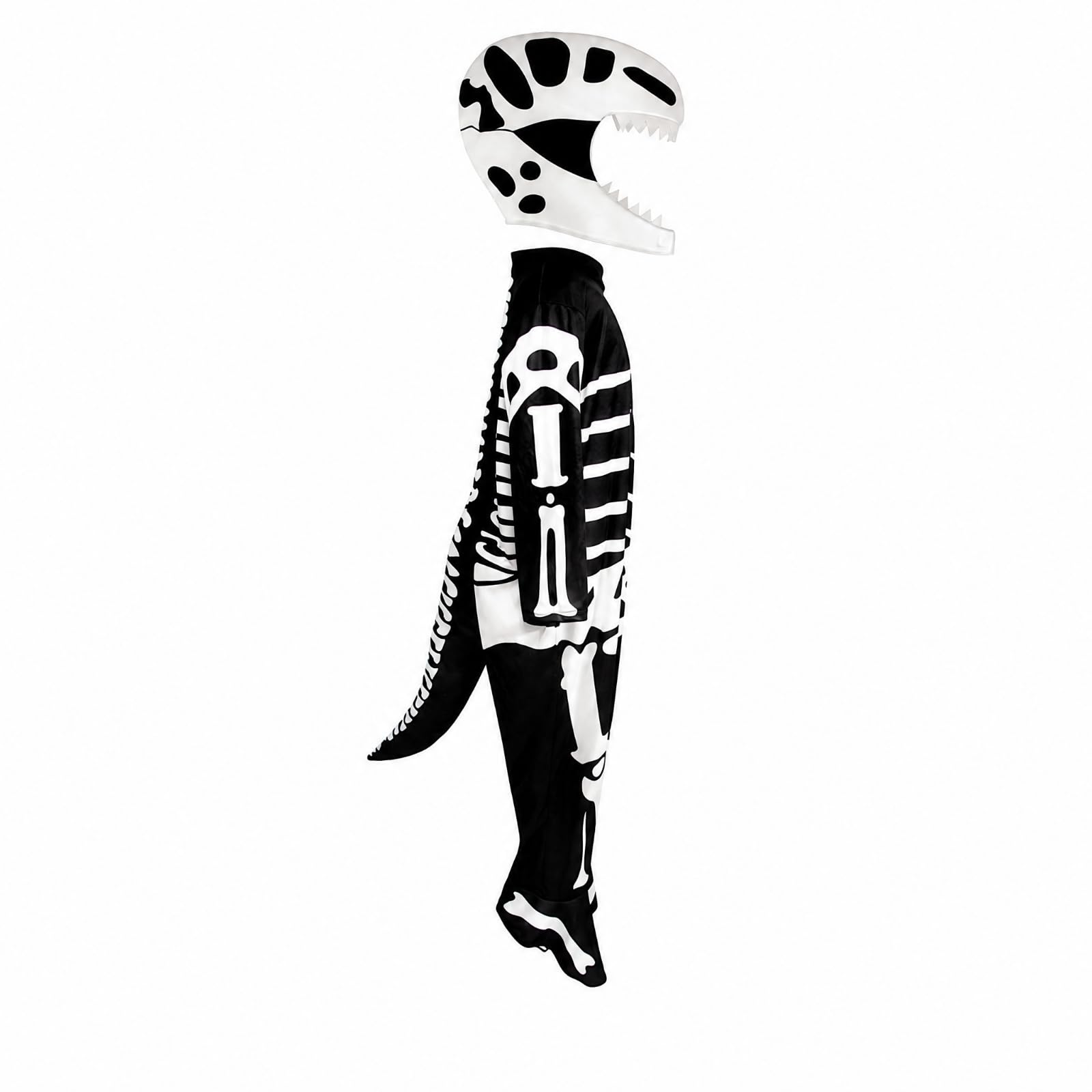 Costume da Scheletro di Dinosauro Divertente Costume da Dinosauro Scheletrico Traspirante Tuta Cosplay Scheletrica per Bambini