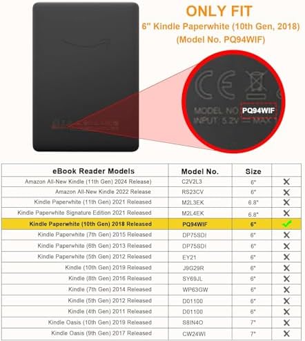 Fintie Slimshell Case for Kindle Paperwhite (10th Generation only, 2018 Release) - Premium Lightweight PU Leather Cover with Auto Sleep/Wake for Amazon Kindle Paperwhite E-Reader 10th Gen (Black) - 1