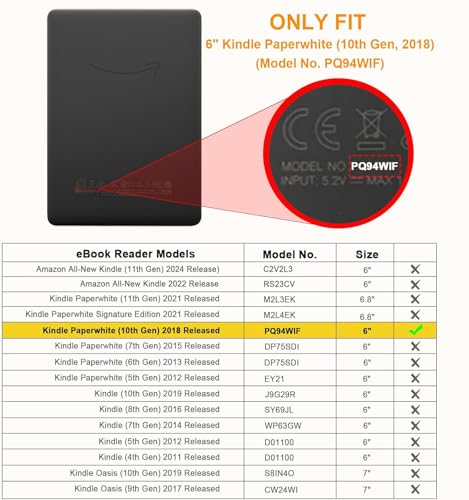 Image of Fintie Slimshell Case for 6 inch Kindle Paperwhite (10th Generation, 2018 Release) - Premium Lightweight PU Leather Cover with Auto Sleep /Wake for Amazon Kindle Paperwhite E-Reader, Black