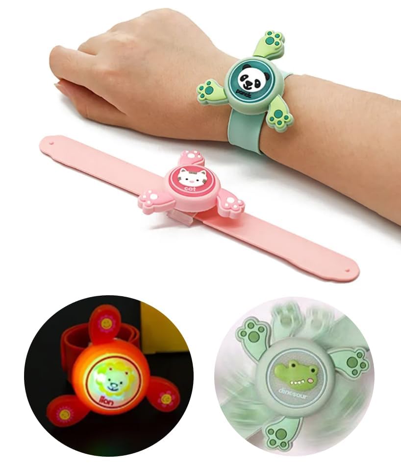 MOROVIK LED Light Kids Rakhi Spinning Toy Boy Girl Spinning Slap Band Cartoon Bracelet Wrist Band with LED Light Up, Great Birthday Gift | Toys for Kids | Return Gift for Kids (Style 3) (B0D5M548Z4) Amazon Price History, Amazon Price Tracker