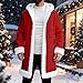 Family Christmas Cardigan Matching Sets Xmas Faux Fur Trim Warm Hoodies Coat Long Hooded Cardigan Jackets With Pockets #01-Red Small