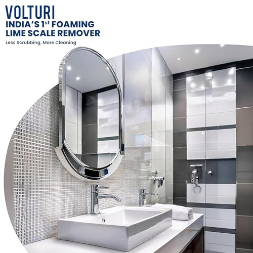 Image of VOLTURI Tap Cleaner & Limescale Remover, India's 1st Foaming Formulation for Reduced Scrubbing Effort, Non-Toxic, All Purpose Cleaner Suitable for Bathroom, Tap, Shower, Tiles, Mirror (500 ML, Pack 1)