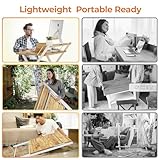 GreenForest Folding Desk No Assembly Required,Computer Desk with Monitor Shelf,Small Desk for Small Space,Oak - Image 5