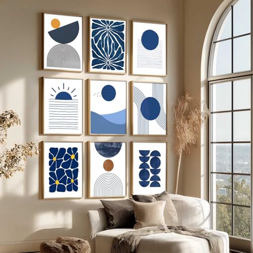 Image of kotart Aesthetic Boho Art Home Decoration | Boho Paintings With Frame For Living Room Bed Room Hotel Wall Decor Digital Reprint Set of 9 (13X17 inch)