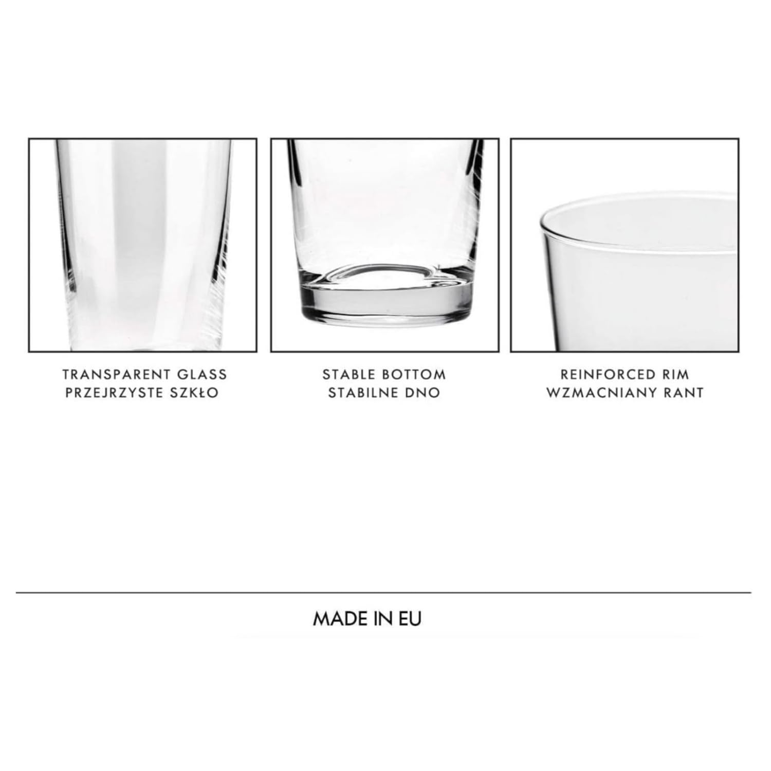 Krosno Alto Bicchieri Acqua Succo Vetro | Set di 6 | 380 ML | Collezione Pure | Ideale per la Casa, Ristorante e Ricevimenti | Adatto alla Lavastoviglie