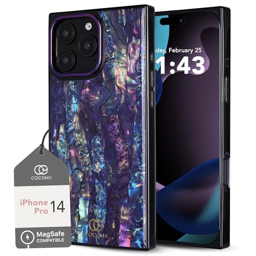 Image of COCOMII Rectangle for iPhone 14 Pro Case, Milky Way Abalone Shell