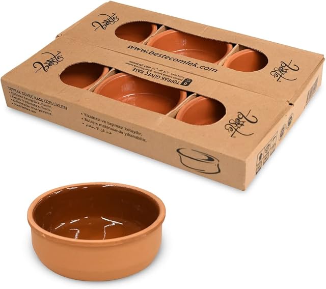 SECEN LONDON - Tapas Dishes, Cooking Bowl, Camembert Baking Dishes, 6X Set of Mini Stoneware Rectangular Small Oven to Table Baking Dish Ideal for Lasagne, Casserole, Clay Pot,Tapas Bowls