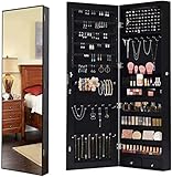 HEYNEMO Wall-Mount/ Door-Hanging Armoire Jewelry Organizer, 47' Full-Length Mirror Jewelry Cabinet...