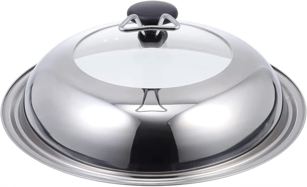 Coperchio universale in acciaio inox per pentole in vetro con manico, coperchio per padelle, coperchi per pentole, 34 cm