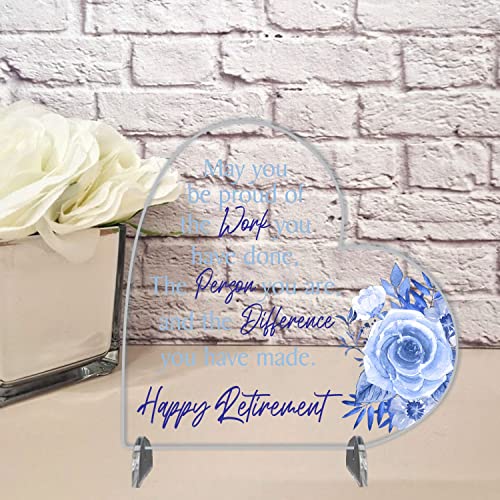 Pixie's Gifts Heart-shaped Acrylic Plaque Retirement Gifts for Women Retirement Gifts Happy Retirement Gifts for Teacher or Friend Work Colleague (Medium Blue Rose - Image 4