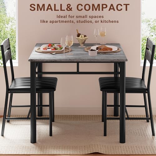 image for IRONCK Dining Table Set for 2, Small Kitchen Table with Upholstered Ch