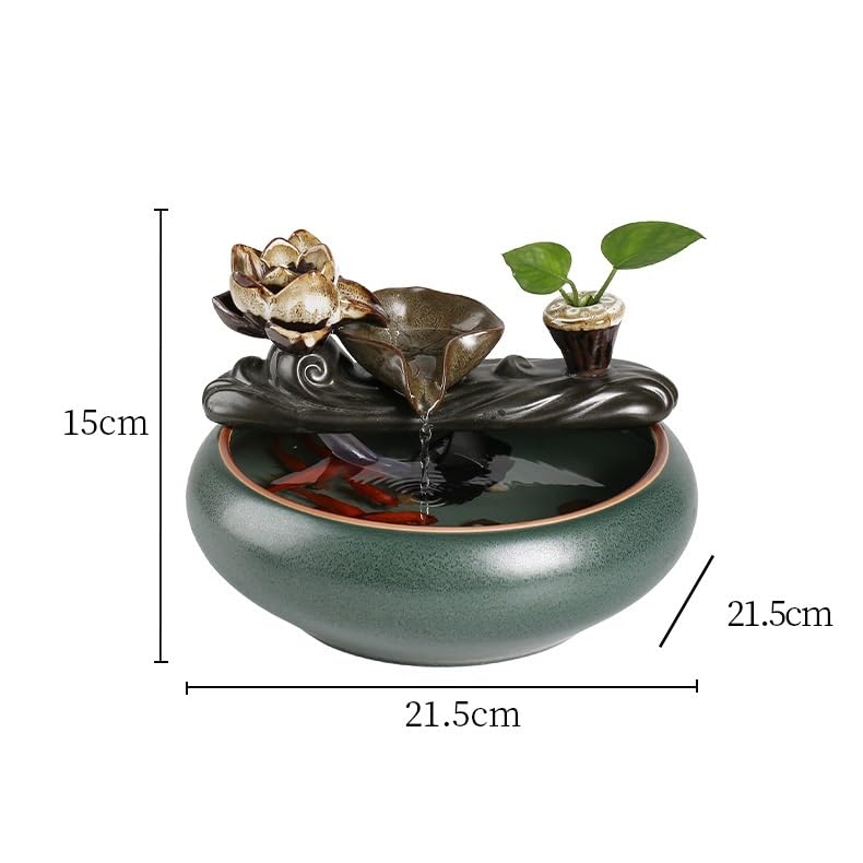 Fuente Decorativa de jardín, Fuente de Agua con Cascada, de cerámica, con función humidificadora, Feng Shui Zen, decoración para salón, Dormitorio, Oficina