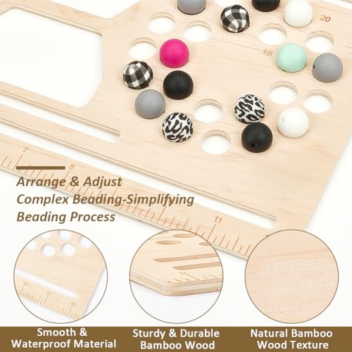 BENECREAT 33x20cm Wood & Silicone Bead Board Kit, Papaya Whip Wristlet Keychain Tools for Jewelry Making Bracelet & Necklace DIY - Image 4