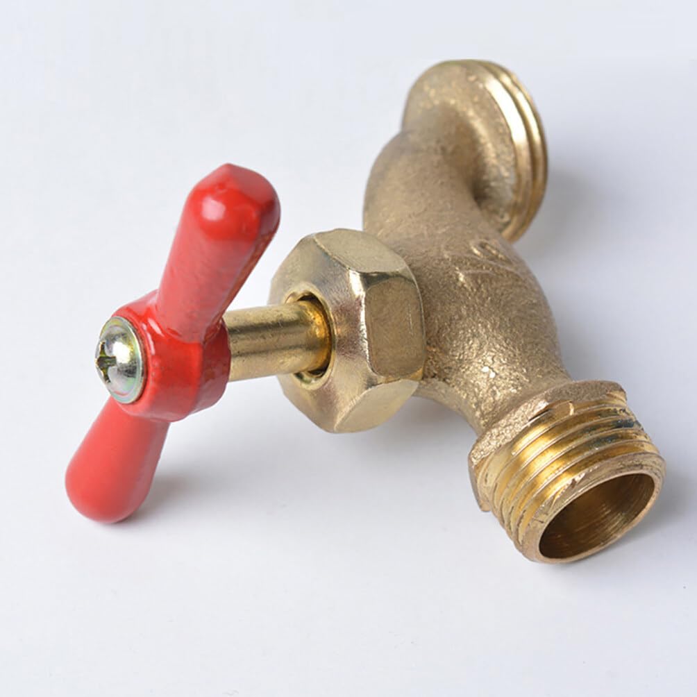 Sosoport Vintage Brass Faucet Wall Mount Outdoor Faucet for Yard Garden Water Supply