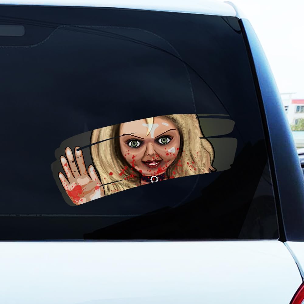 2 adesivi horror di Halloween, motivo horror che sbirciano, 3D su