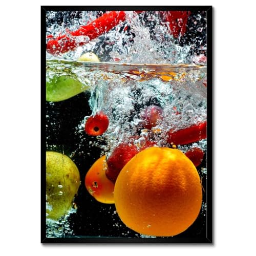 Poster fruits et légumes dans l'eau cadre blanc 50x70cm H719M