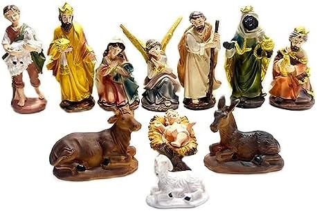 12pcs Christmas Manger Decoration Set Nativity Scene Art Statue Decor for Home Catholic Church Decor New Year Gift Nativity Scene for Kids