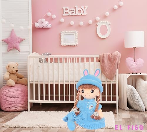 Image of EL FIGO Plush Doll, Soft Toys, Toy for Girls, Birthday Gift Girl /Boys, Doll for Kids in Sturdy Blue Dress with Woolen Hair (Doll 45 c.m)