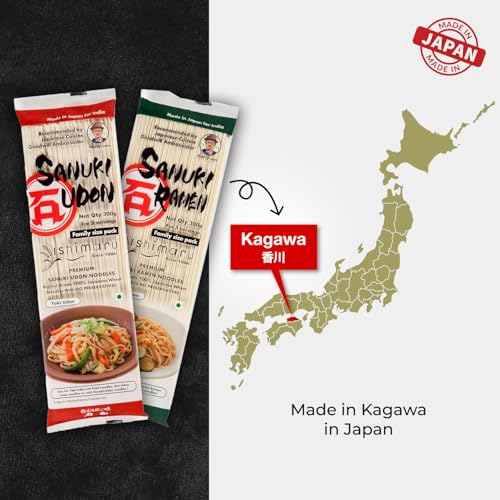 Image of Ishimaru Sanuki Udon & Sanuki Ramen Noodles - 600 grams /300gms each (Pack of 2) | Made in Japan | Highest Grade 100% Japanese Wheat | No Maida, No Preservatives, Not Fried but Dried, No MSG