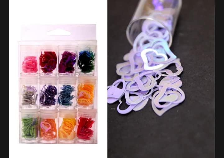 Ditya Crafts® - Glitter for Resin, Nail Art | Sequins Crystal UV Epoxy Creative DIY Arts & Crafts | Resin Glitters for Tray, Clock, Jewellery, Coasters, Home Decor - Set of 12 (Heart Hollow Big)-image-32