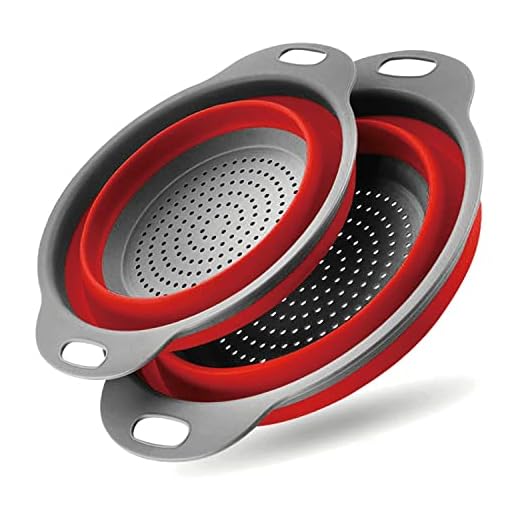 Collapsible Colander, 2 Pcs Silicone Kitchen Strainer Skimmer for Draining Pasta, Vegetable and Fruit