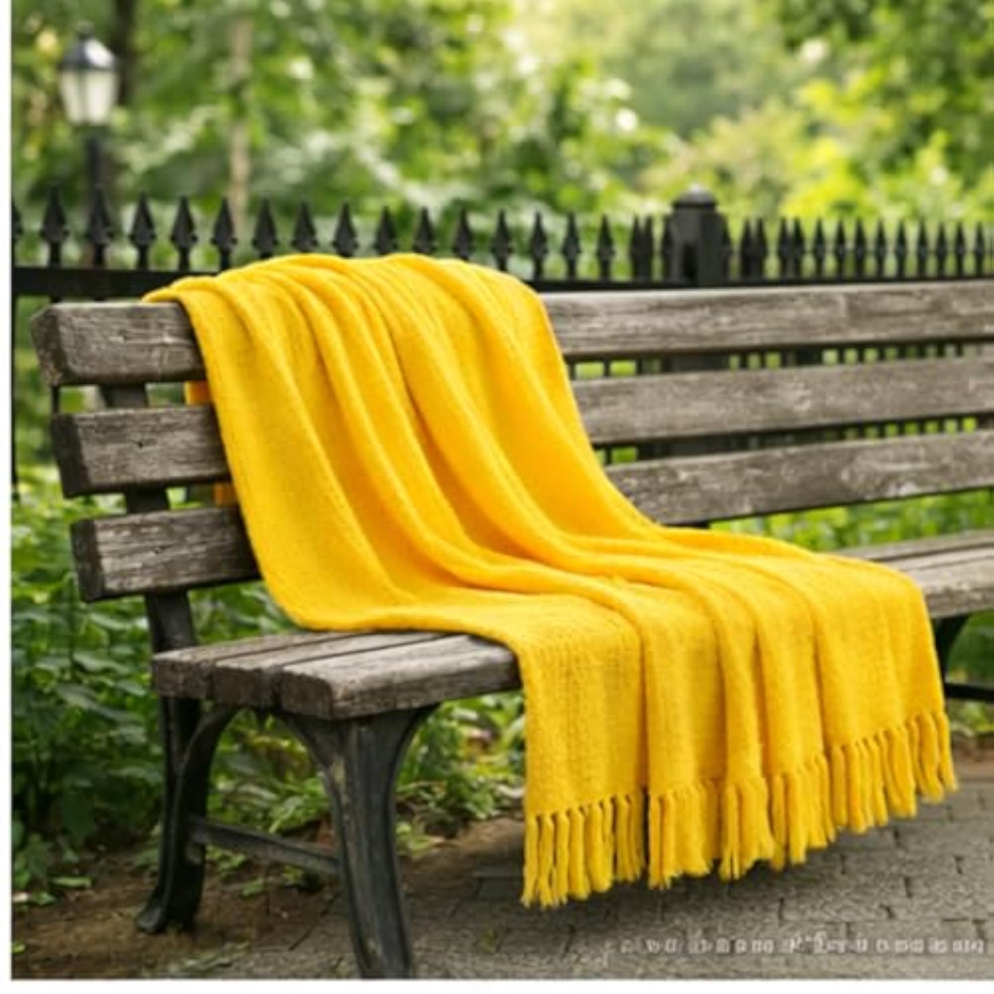 Modern Knitted Yellow Blanket for Home Decor